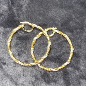 Sterling Silver and Gold Plated Silver Twisted Hoop Earrings